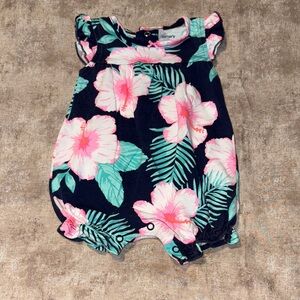 Carter's Navy and Pink Floral Bodysuit